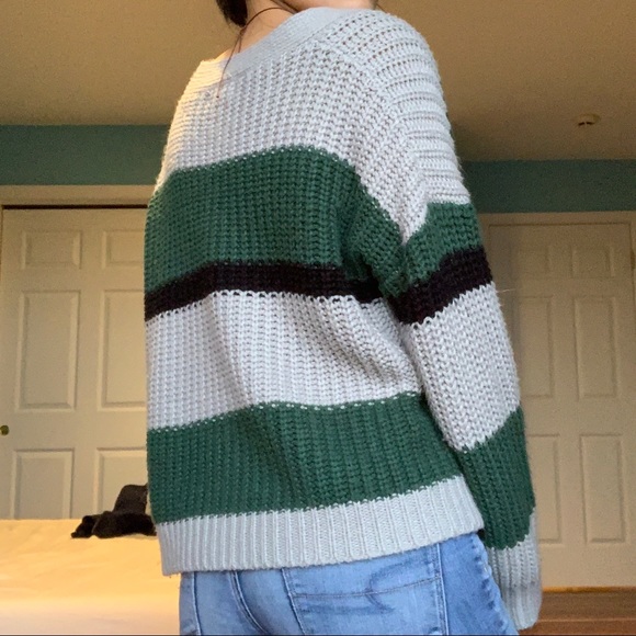PACSUN LA HEARTS GREEN STRIPED SWEATER CARDIGAN - Picture 2 of 4